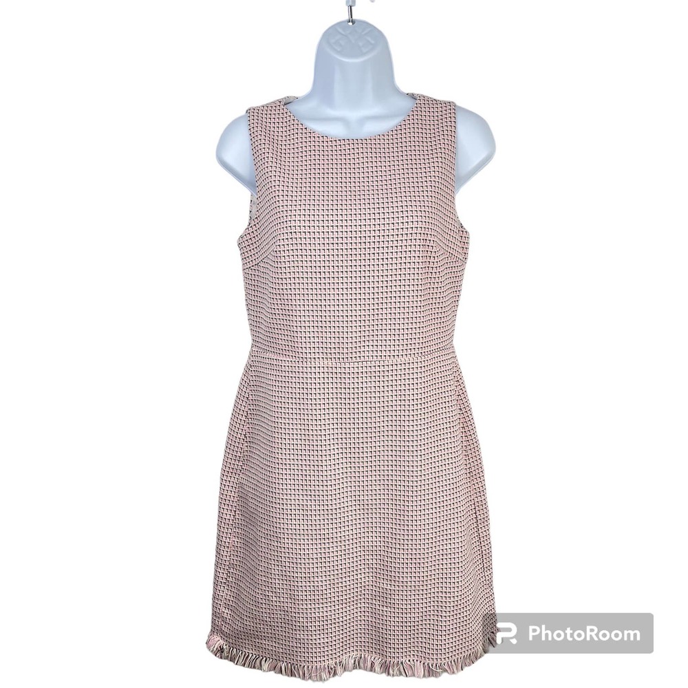 LOFT Petites Crew Neck Fringe Hem Sleeveless Sheath Dress Petite 4P